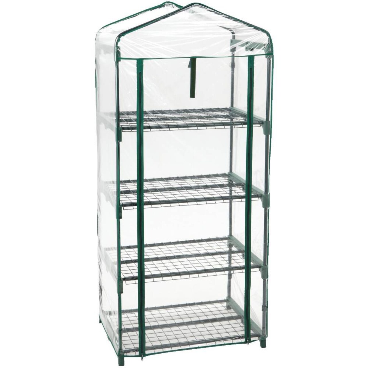 Small Space Garden Greenhouse, 4 Shelf Plant Greenhouse with Zipper Plastic Cover, 63 x 27 Inches